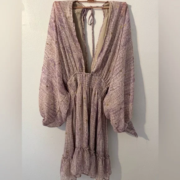 Lovestitch Lavender & Gold long Sleeve Mesh Dress - Size S - Picture 3 of 4